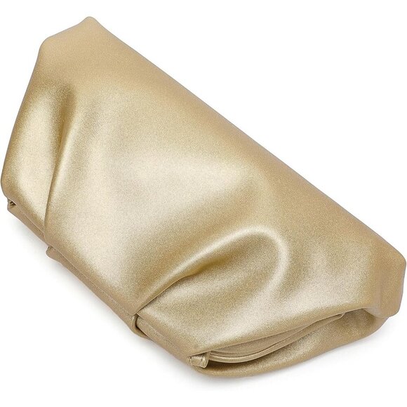 🆕Women's Gold PU Leather Soft Clutch Purse Formal Elegant Evening Bag Luxurious - Picture 7 of 9